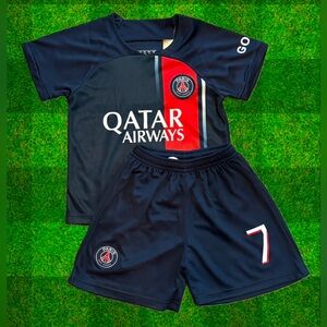 Youth XL Kylian Mbappé PSG Soccer Kit 2 Piece Set Mbappe Fan Size 30 Extra Large